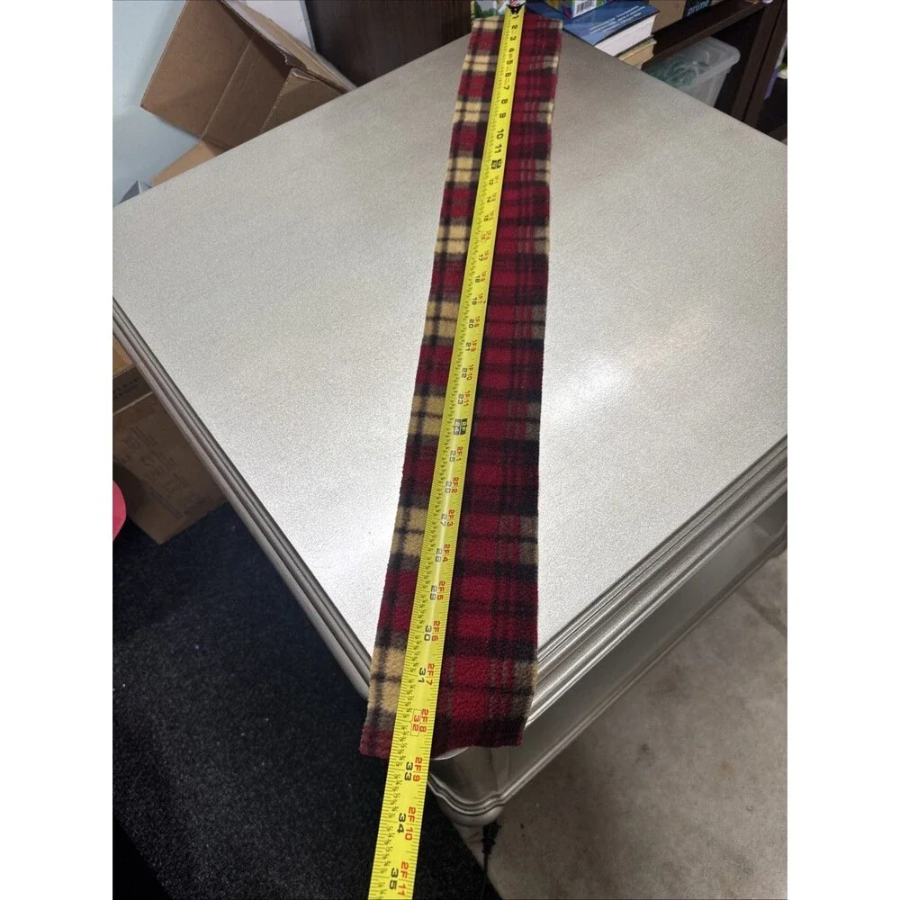Plaid Fleece Doll Scarf - Classic Red & Tan Tartan Accessory